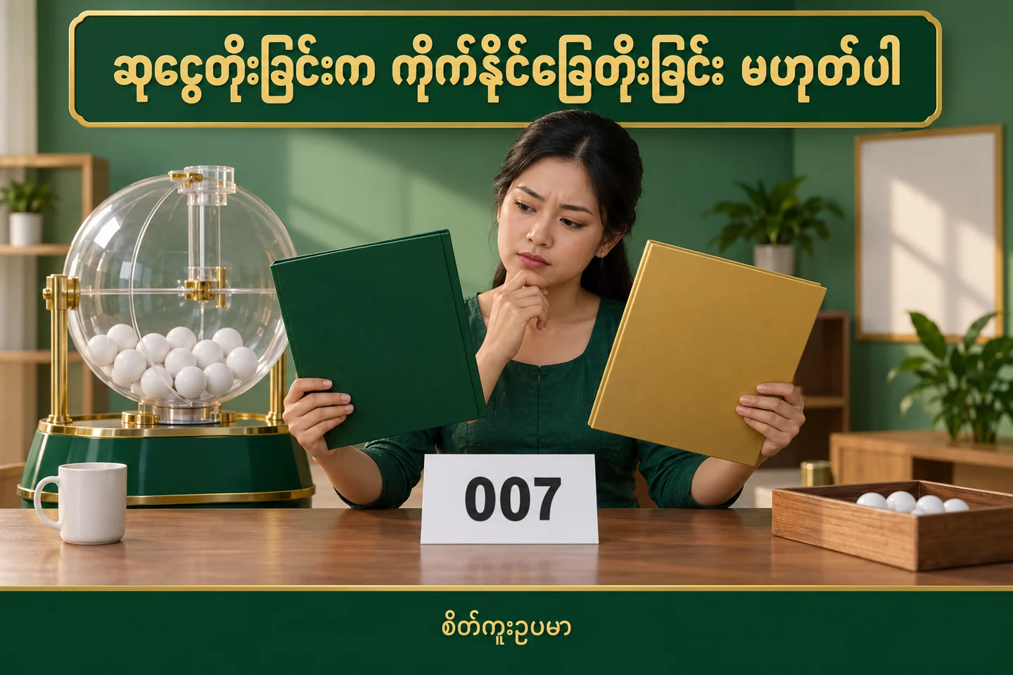 ထီဆုစုပုံကြီးလာခြင်းက ကိုက်နိုင်ခြေနှင့် ဆုခွဲဝေမှုကို ပြောင်းသလား — စိတ်ကူးထီဆိုင်ရာ သရုပ်ဖော်ပုံ။